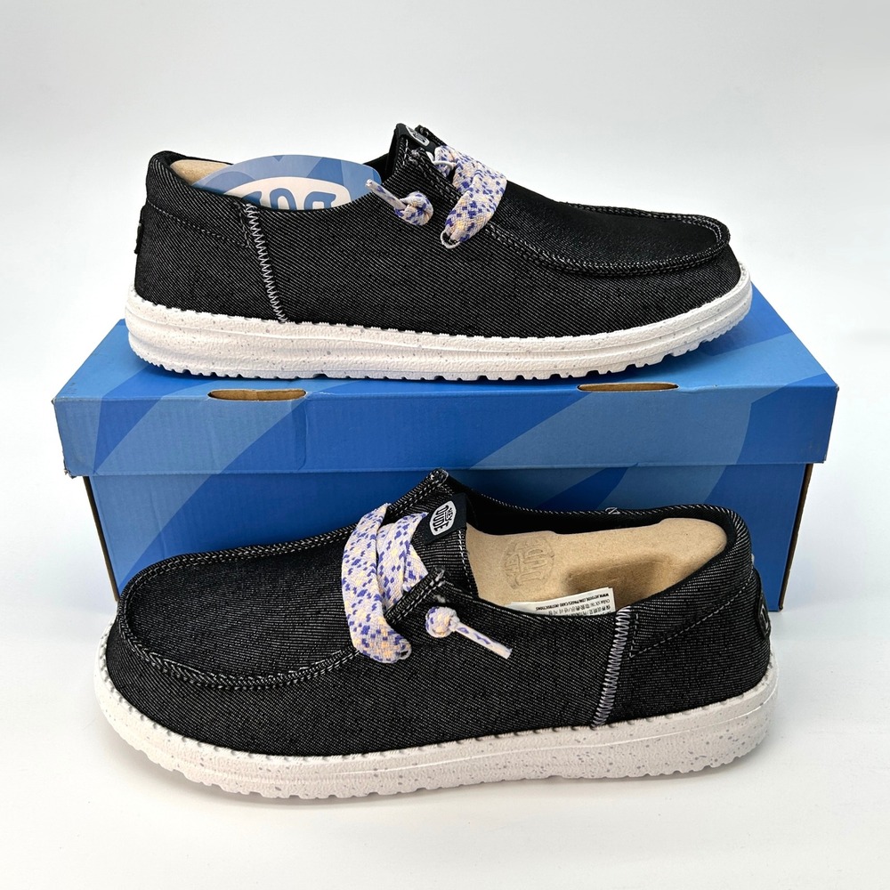 Hey Dude Wendy Funk Friendship Lace Size 9 Womens Slip On Sneakers Black NEW